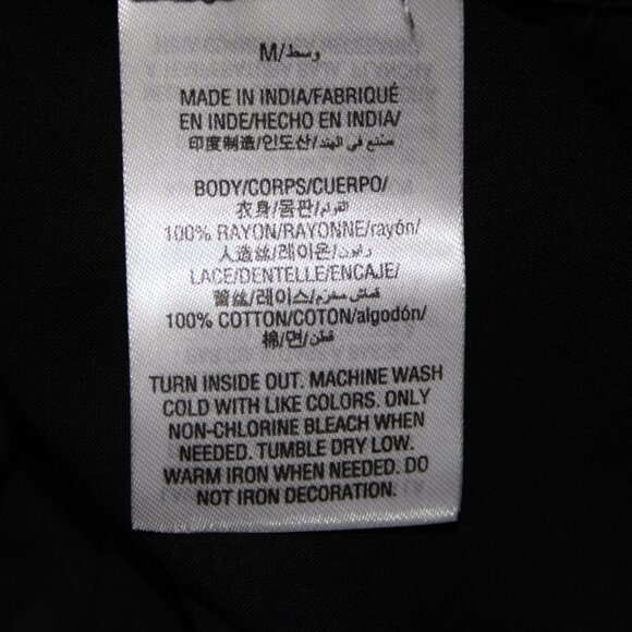 INC Top $70 Sz M Black Cold Shoulder Eyelets 100% Rayon Cotton Top - Picture 15 of 16